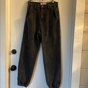 B+ab washed black pleated high waisted jogger jeans 28